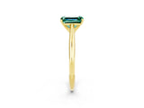 Yellow gold Emerald Cut Green Sapphire Solitaire Engagement Ring with Cathedral Setting and Four-Prong Mount_26
