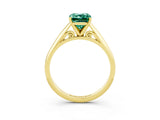 Yellow gold Emerald Cut Green Sapphire Solitaire Engagement Ring with Cathedral Setting and Four-Prong Mount_27