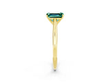 Yellow gold Emerald Cut Green Sapphire Solitaire Engagement Ring with Cathedral Setting and Four-Prong Mount_32