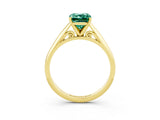 Yellow gold Emerald Cut Green Sapphire Solitaire Engagement Ring with Cathedral Setting and Four-Prong Mount_33