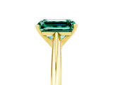 Yellow gold Emerald Cut Green Sapphire Solitaire Engagement Ring with Cathedral Setting and Four-Prong Mount_35