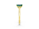 Yellow gold Emerald Cut Green Sapphire Solitaire Engagement Ring with Cathedral Setting and Four-Prong Mount_74