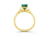 Yellow gold Emerald Cut Green Sapphire Solitaire Engagement Ring with Cathedral Setting and Four-Prong Mount_75