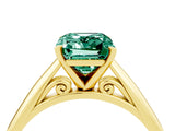 Yellow gold Emerald Cut Green Sapphire Solitaire Engagement Ring with Cathedral Setting and Four-Prong Mount_76