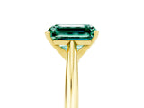 Yellow gold Emerald Cut Green Sapphire Solitaire Engagement Ring with Cathedral Setting and Four-Prong Mount_77
