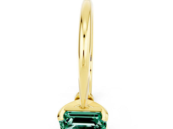 Yellow gold Emerald Cut Green Sapphire Solitaire Engagement Ring with Classic Band and Four-Prong Setting
