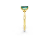 Yellow gold Emerald Cut Green Sapphire Solitaire Engagement Ring with Classic Band and Four-Prong Setting_26