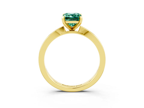 Yellow gold Emerald Cut Green Sapphire Solitaire Engagement Ring with Classic Band and Four-Prong Setting_27