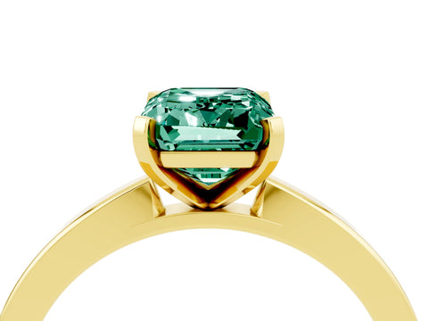 Yellow gold Emerald Cut Green Sapphire Solitaire Engagement Ring with Classic Band and Four-Prong Setting_28