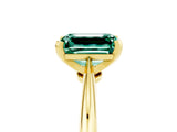 Yellow gold Emerald Cut Green Sapphire Solitaire Engagement Ring with Classic Band and Four-Prong Setting_29