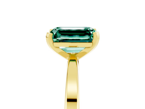 Yellow gold Emerald Cut Green Sapphire Solitaire Engagement Ring with Classic Band and Four-Prong Setting_29
