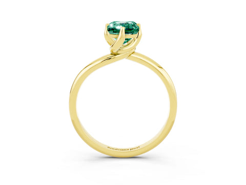 Yellow gold Emerald Cut Green Sapphire Solitaire Engagement Ring with Four-Prong Setting and Classic Band_15