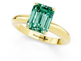 Yellow gold Emerald Cut Green Sapphire Solitaire Engagement Ring with Round Band and Four-Prong Setting_1