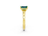 Yellow gold Emerald Cut Green Sapphire Solitaire Engagement Ring with Round Band and Four-Prong Setting_2
