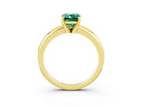Yellow gold Emerald Cut Green Sapphire Solitaire Engagement Ring with Round Band and Four-Prong Setting_3