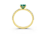 Yellow gold Emerald Cut Green Sapphire Solitaire Pavé Band with Four-Prong Setting_3