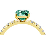 Yellow gold Emerald Cut Green Sapphire Solitaire Pavé Band with Four-Prong Setting_4