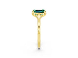 Yellow gold Emerald Cut Green Sapphire Solitaire Ring with Flower Prong Setting and Classic Band_14
