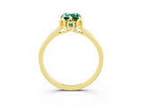 Yellow gold Emerald Cut Green Sapphire Solitaire Ring with Flower Prong Setting and Classic Band_15