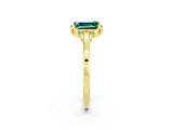 Yellow gold Emerald Cut Green Sapphire Solitaire Ring with Flower Prong Setting and Classic Band_38