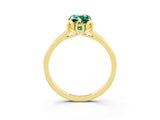 Yellow gold Emerald Cut Green Sapphire Solitaire Ring with Flower Prong Setting and Classic Band_39