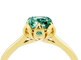 Yellow gold Emerald Cut Green Sapphire Solitaire Ring with Flower Prong Setting and Classic Band_40