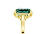 Yellow gold Emerald Cut Green Sapphire Solitaire Ring with Flower Prong Setting and Classic Band_41