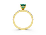 Yellow gold Emerald Cut Green Sapphire Solitaire Ring with Pavé Accents and Four-Prong Setting_3