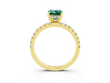 Yellow gold Emerald Cut Green Sapphire Solitaire Ring with Round  Pavé Band and Four-Prong Setting_39