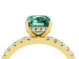 Yellow gold Emerald Cut Green Sapphire Solitaire Ring with Round  Pavé Band and Four-Prong Setting_40