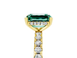 Yellow gold Emerald Cut Green Sapphire Solitaire Ring with Round  Pavé Band and Four-Prong Setting_41