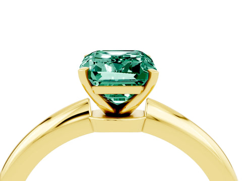 Yellow gold Emerald Cut Green Sapphire Solitaire Ring with Six-Prong Setting and Classic Band_4