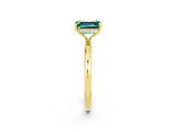 Yellow gold Emerald Cut Green Sapphire Solitaire Ring with Thin Band and Four-Prong Setting_14