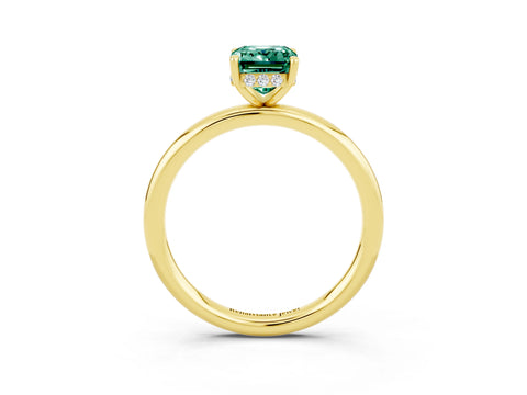 Yellow gold Emerald Cut Green Sapphire Solitaire Ring with Thin Band and Four-Prong Setting_15