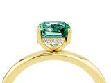 Yellow gold Emerald Cut Green Sapphire Solitaire Ring with Thin Band and Four-Prong Setting_16