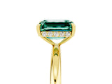 Yellow gold Emerald Cut Green Sapphire Solitaire Ring with Thin Band and Four-Prong Setting_17