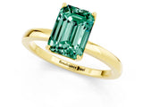 Yellow gold Emerald Cut Green Sapphire Solitaire Ring with Thin Band and Prong Setting_13