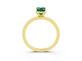 Yellow gold Emerald Cut Green Sapphire Solitaire Ring with Thin Band and Prong Setting_15