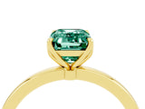 Yellow gold Emerald Cut Green Sapphire Solitaire Ring with Thin Band and Prong Setting_16