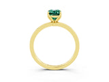 Yellow gold Emerald Cut Green Sapphire Solitaire Ring with Thin Band and Prong Setting_27