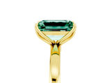 Yellow gold Emerald Cut Green Sapphire Solitaire Ring with Thin Band and Prong Setting_29