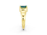 Yellow gold Emerald Cut Green Sapphire Solitaire Ring with Wide Band and Prong Setting_2