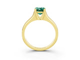 Yellow gold Emerald Cut Green Sapphire Solitaire Ring with Wide Band and Prong Setting_3