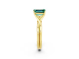 Yellow gold Emerald Cut Green Sapphire Solitaire Twist Band Prong Setting Ring_50