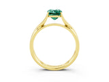 Yellow gold Emerald Cut Green Sapphire Solitaire Twist Band Prong Setting Ring_51