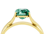 Yellow gold Emerald Cut Green Sapphire Solitaire Twist Band Prong Setting Ring_52