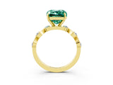 Yellow gold Emerald Cut Green Sapphire Solitaire Twisted Band with Round  Accents and Prong Setting_15