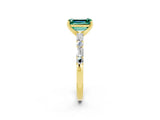 Yellow gold Emerald Cut Green Sapphire Solitaire with Side Baguettes and Channel Set Band_2