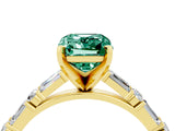 Yellow gold Emerald Cut Green Sapphire Solitaire with Side Baguettes and Channel Set Band_4
