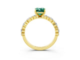 Yellow gold Emerald Cut Green Sapphire Solitaire with Side Stones, Pave Band, Four-Prong Setting_51
